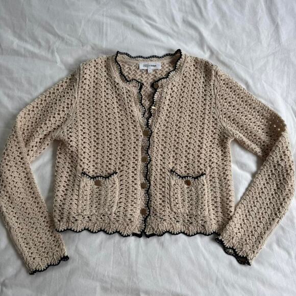 ba&sh Sweaters - Bash xandrea almeida cream & black crochet cardigan